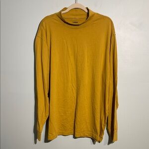 Lands' End Men's XXL Super T Golden Yellow Long Sleeve Mock Turtleneck Shirt